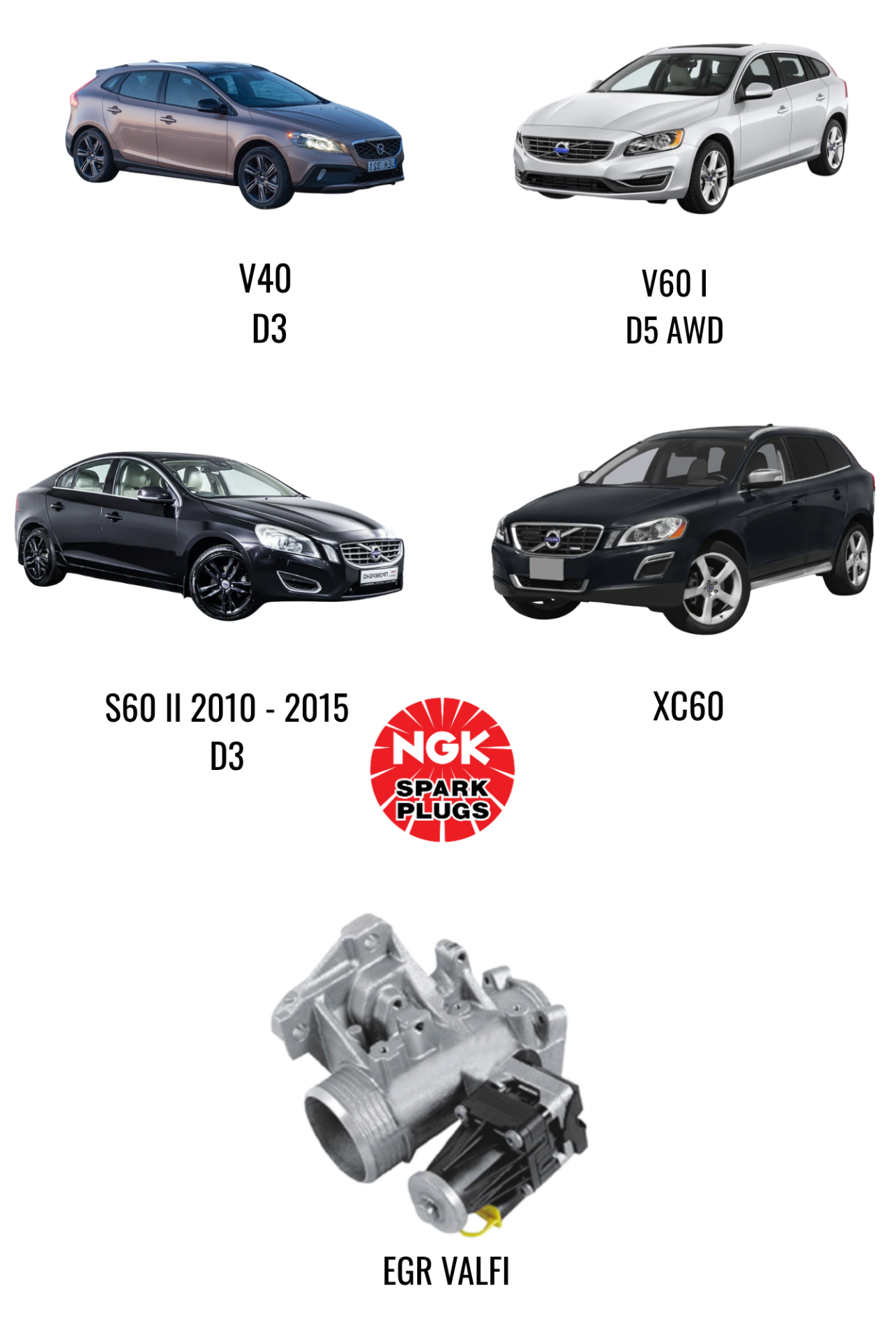 EGR VALFI 36000998 NGK 94829 - V40-V60 I-S 60 II- XC60