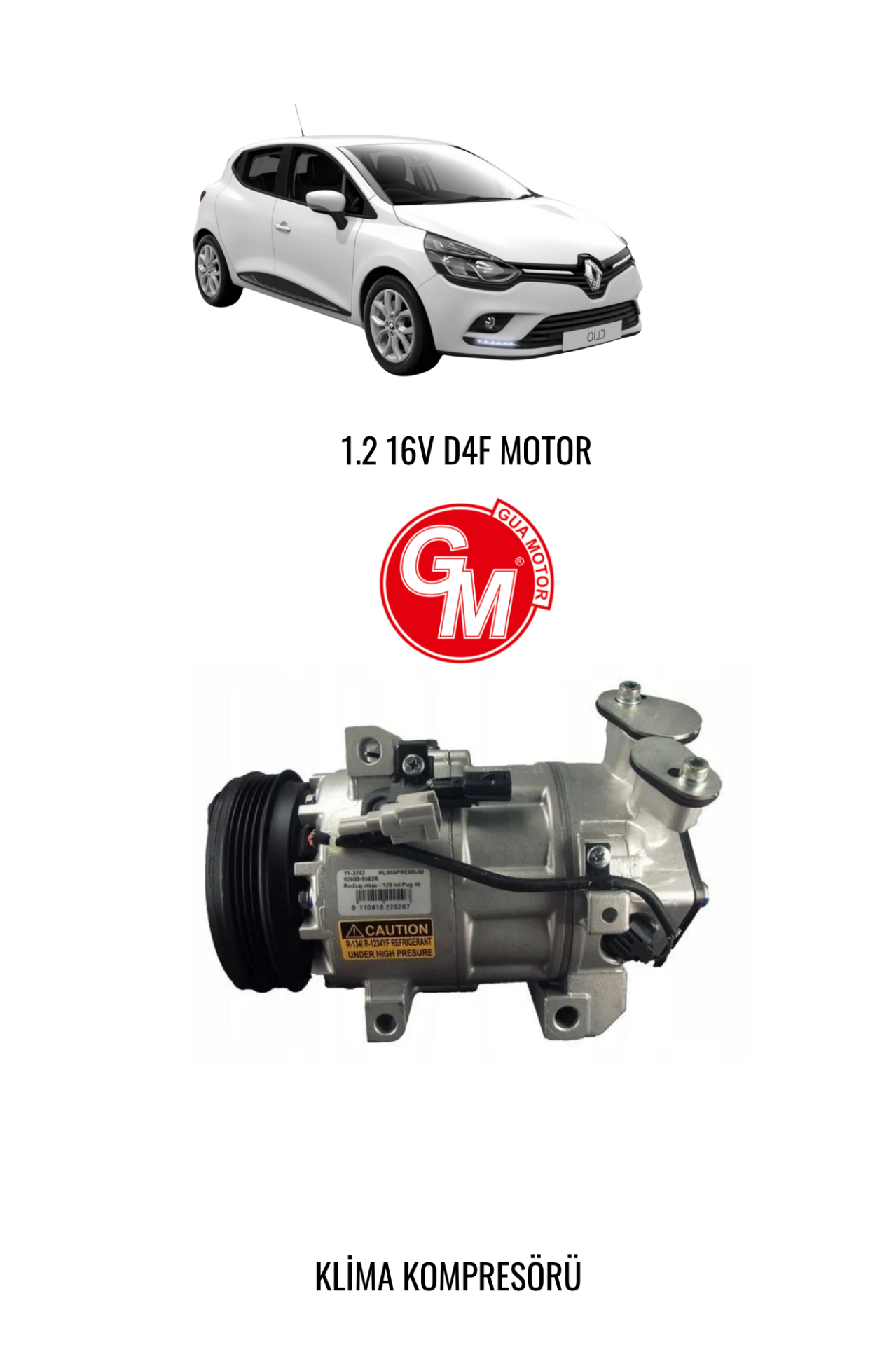 CLIO IV KLİMA KOMPRESÖRÜ RENAULT CLIO IV (1.2 16V D4F) 926009582R GUA 51336