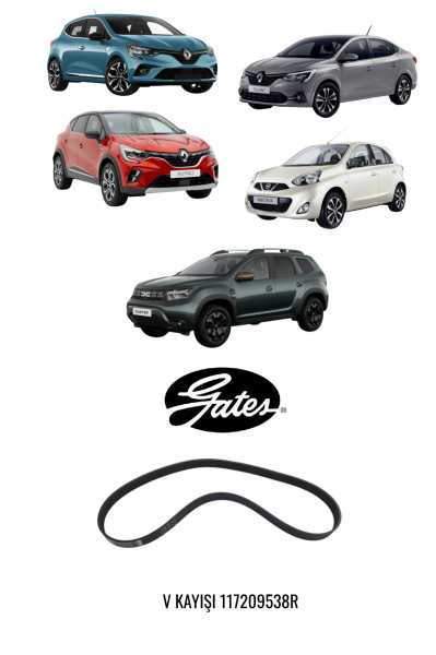 CLIO V - CAPTUR II - DUSTER II - TALIANT - NISSAN MICRA V KAYIŞI 117209538R GATES 7PK1165
