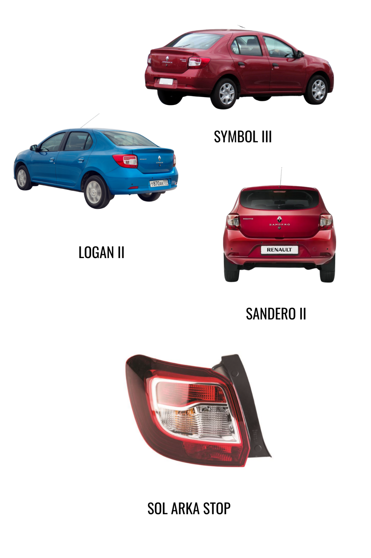 DACIA LOGAN II - SANDERO II - RENAULT SYMBOL III STOP LAMBASI SAĞ 285501454 PLEKSAN 3620