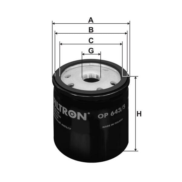 YAĞ FİLTRESİ 1.5 DİZEL EURO 5 152089599R - FILTRON OP643/5