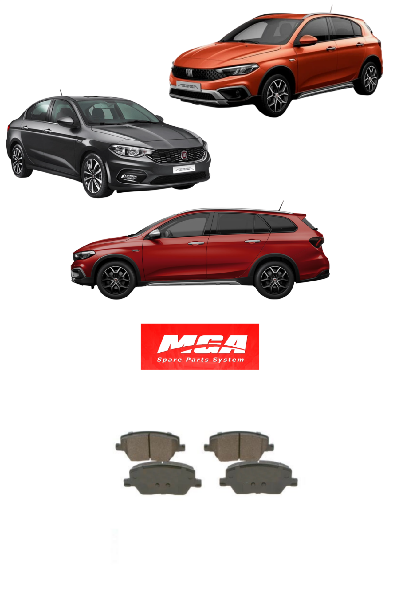 ÖN FREN BALATASI FIAT EGEA 77367910 MGA 55647 (KÜÇÜK TİP – 19MM / 133MM / 58.5MM)