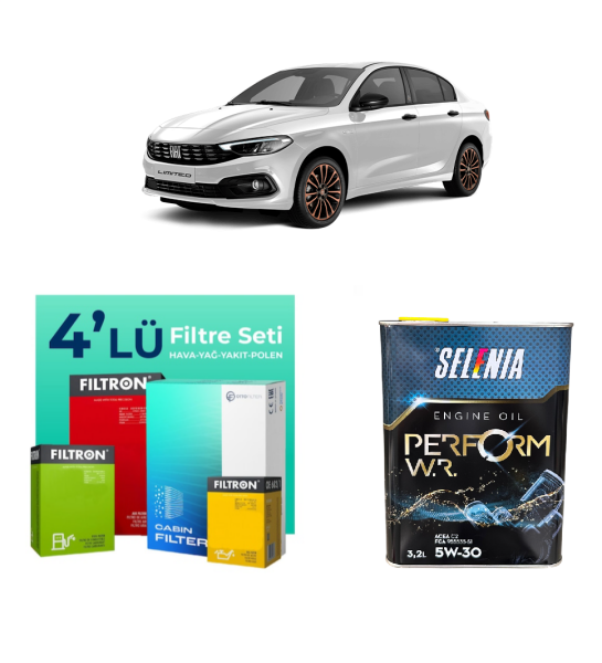 EGEA 1.3 EURO 5 BAKIM SETİ FİLTRON ( KARBONSUZ POLEN ) - SELENİA 5W30 3,2 LT